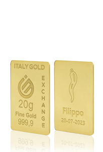 Lingotto Oro 24Kt da 20 gr. Corno portafortuna  - Idea Regalo Portafortuna - IGE Gold